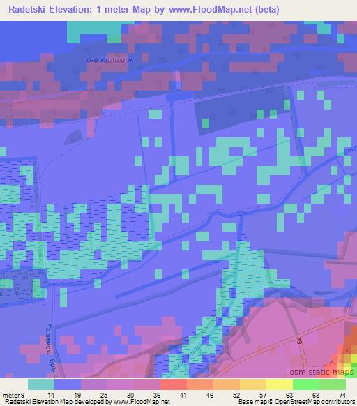 Radetski,Bulgaria Elevation Map