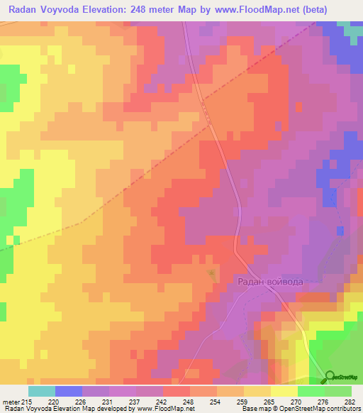 Radan Voyvoda,Bulgaria Elevation Map