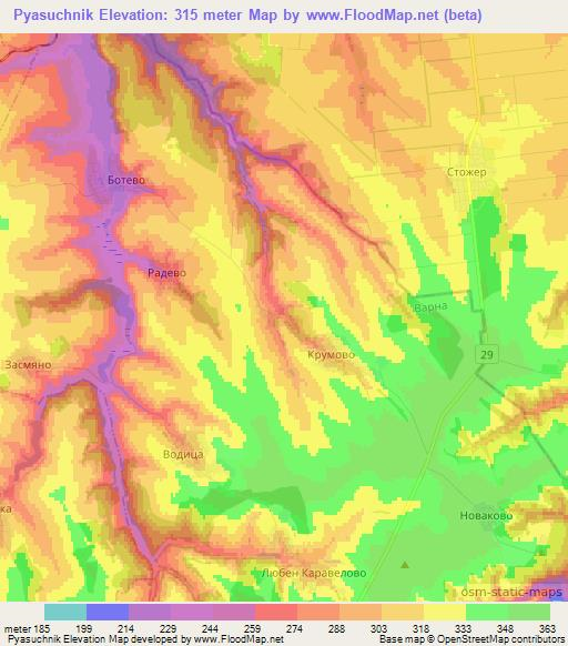 Pyasuchnik,Bulgaria Elevation Map