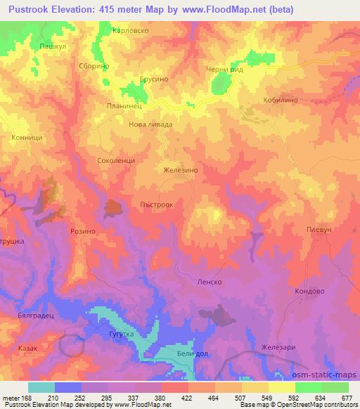 Pustrook,Bulgaria Elevation Map