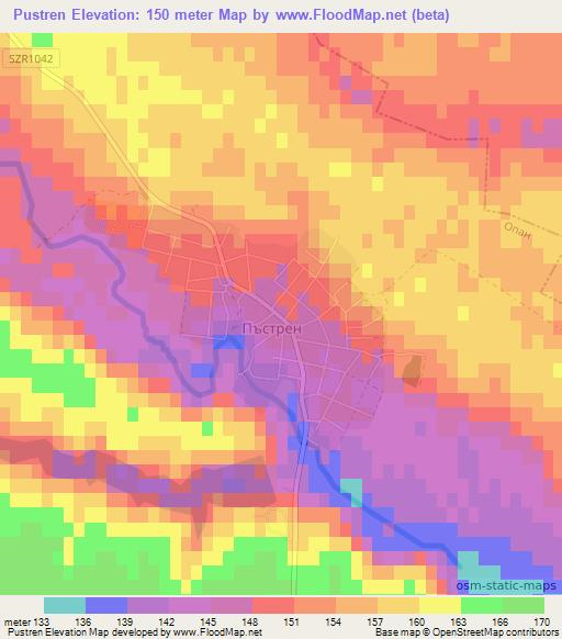 Pustren,Bulgaria Elevation Map