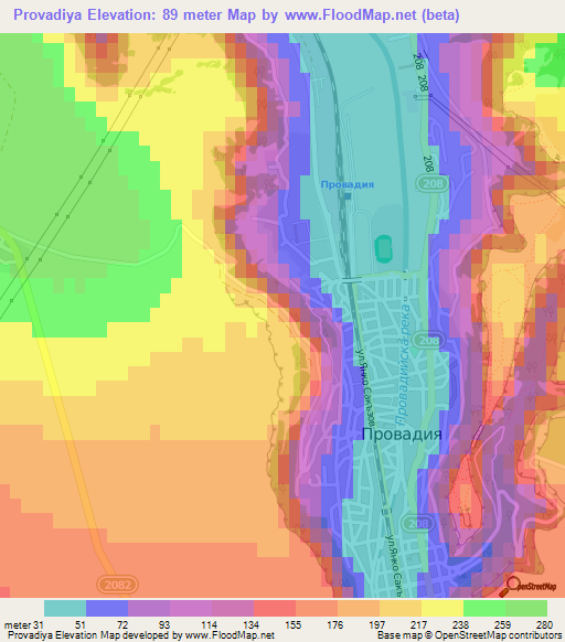 Provadiya,Bulgaria Elevation Map