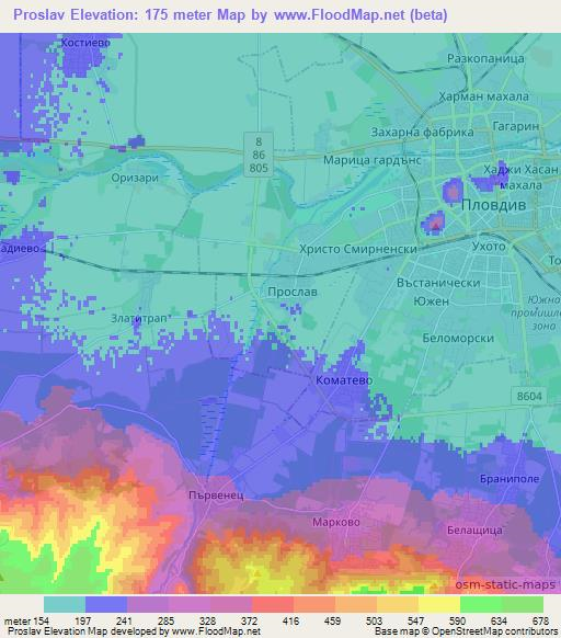 Proslav,Bulgaria Elevation Map