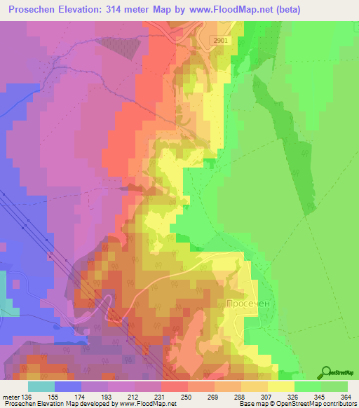 Prosechen,Bulgaria Elevation Map