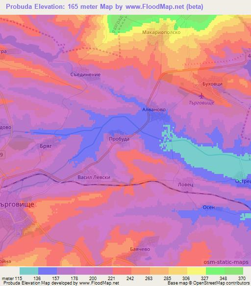 Probuda,Bulgaria Elevation Map