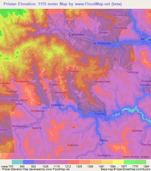 Pristan,Bulgaria Elevation Map