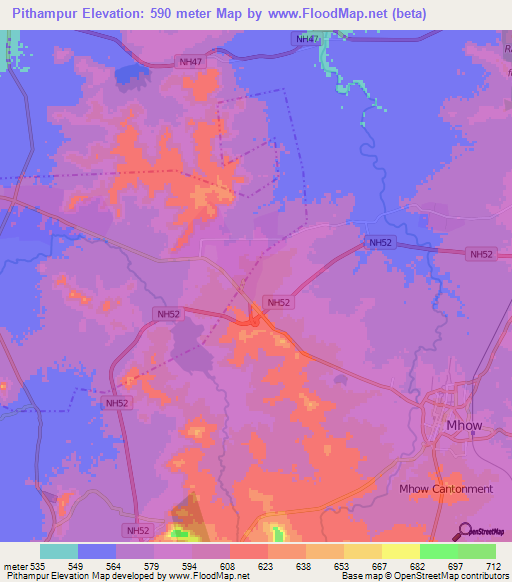 Pithampur,India Elevation Map