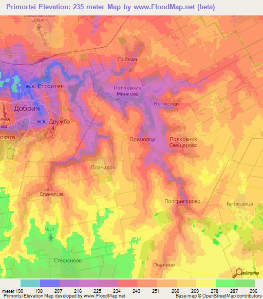 Primortsi,Bulgaria Elevation Map