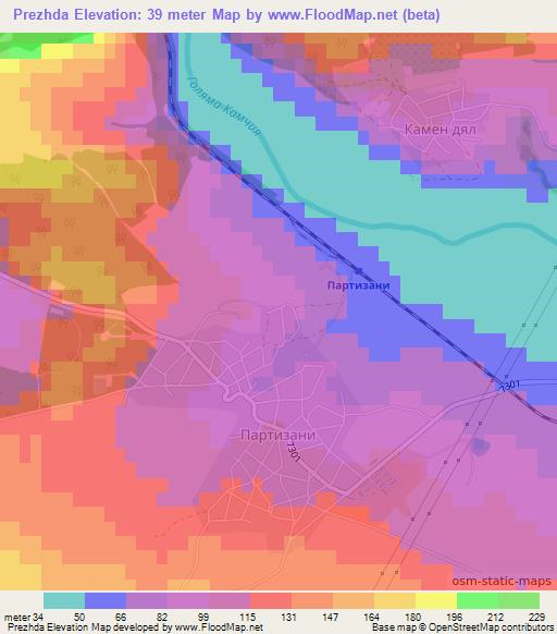 Prezhda,Bulgaria Elevation Map