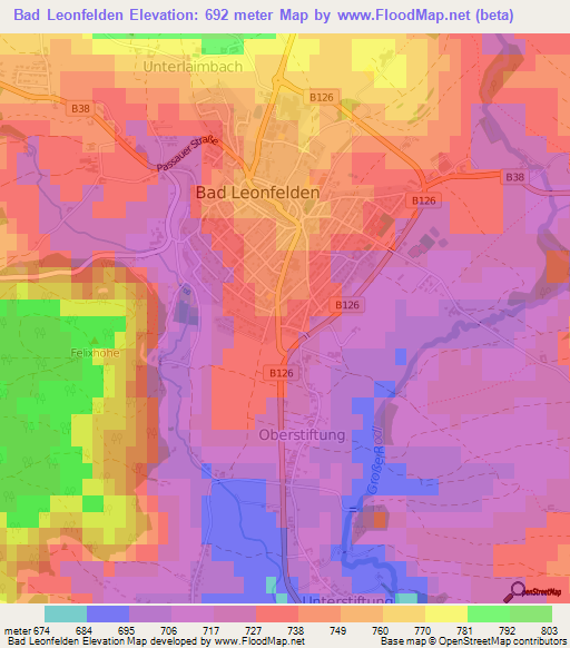 Bad Leonfelden,Austria Elevation Map