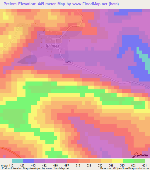 Prelom,Bulgaria Elevation Map