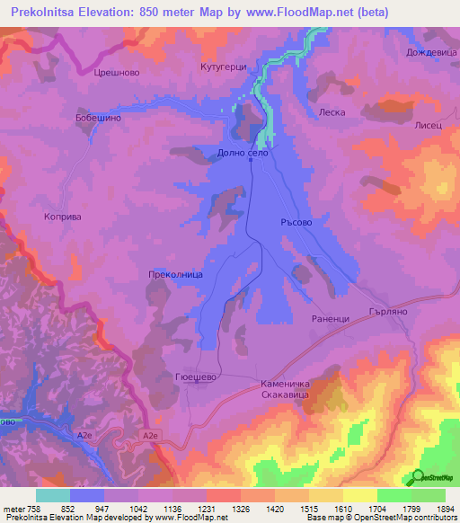 Prekolnitsa,Bulgaria Elevation Map