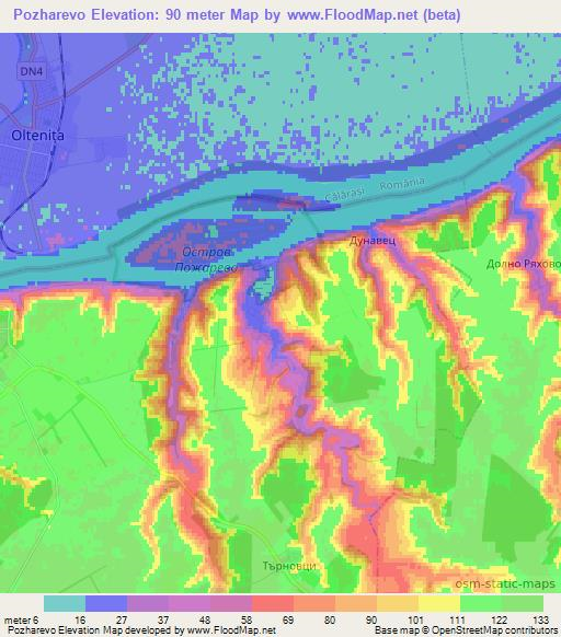 Pozharevo,Bulgaria Elevation Map