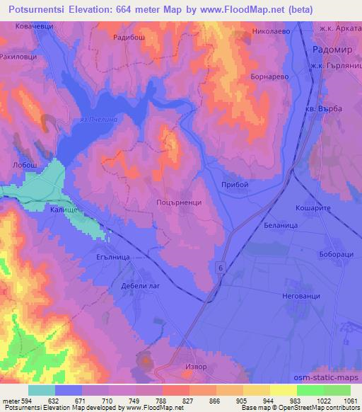 Potsurnentsi,Bulgaria Elevation Map