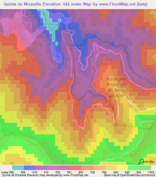 Quinta da Mizarella,Portugal Elevation Map