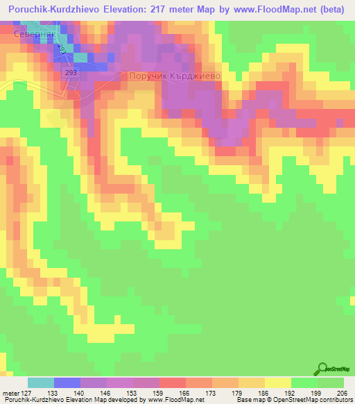 Poruchik-Kurdzhievo,Bulgaria Elevation Map