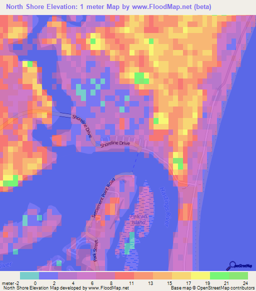 North Shore,Australia Elevation Map
