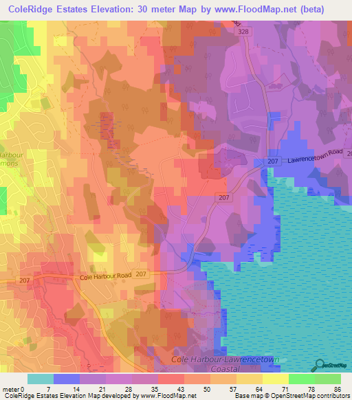 ColeRidge Estates,Canada Elevation Map
