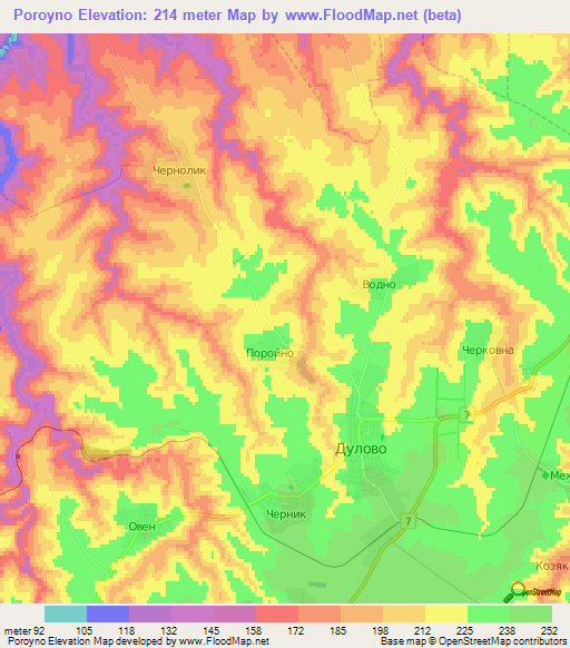 Poroyno,Bulgaria Elevation Map