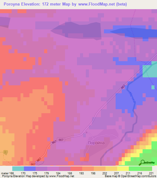 Poroyna,Bulgaria Elevation Map