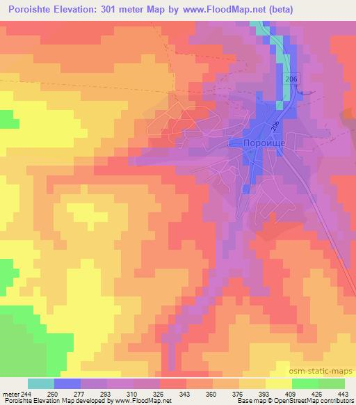 Poroishte,Bulgaria Elevation Map