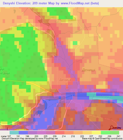 Denyshi,Ukraine Elevation Map