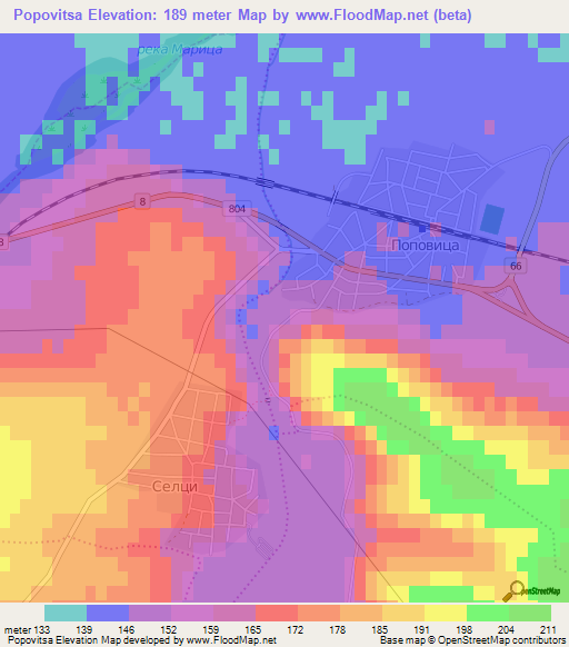 Popovitsa,Bulgaria Elevation Map