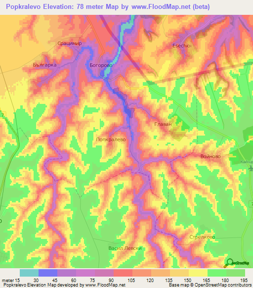 Popkralevo,Bulgaria Elevation Map