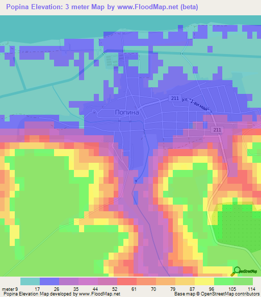 Popina,Bulgaria Elevation Map