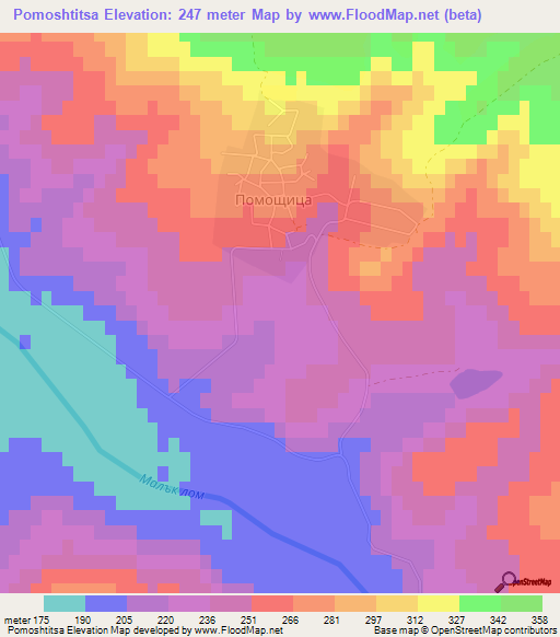 Pomoshtitsa,Bulgaria Elevation Map