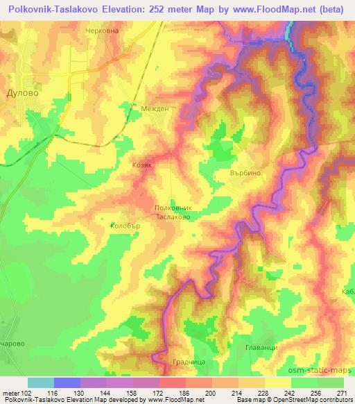 Polkovnik-Taslakovo,Bulgaria Elevation Map