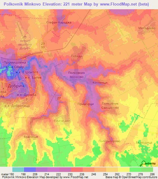 Polkovnik Minkovo,Bulgaria Elevation Map