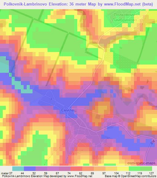 Polkovnik-Lambrinovo,Bulgaria Elevation Map