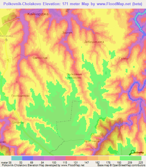 Polkovnik-Cholakovo,Bulgaria Elevation Map