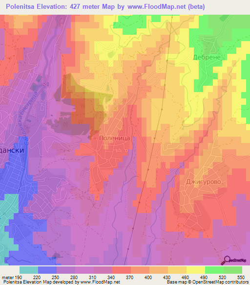 Polenitsa,Bulgaria Elevation Map