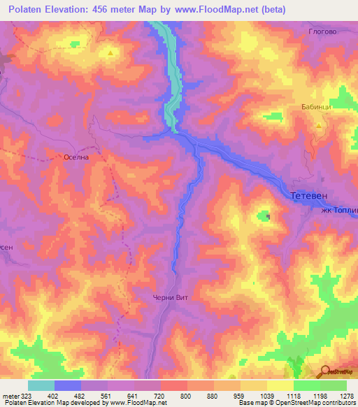 Polaten,Bulgaria Elevation Map