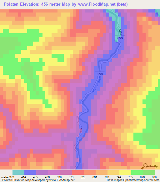 Polaten,Bulgaria Elevation Map
