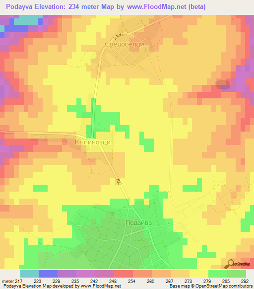 Podayva,Bulgaria Elevation Map