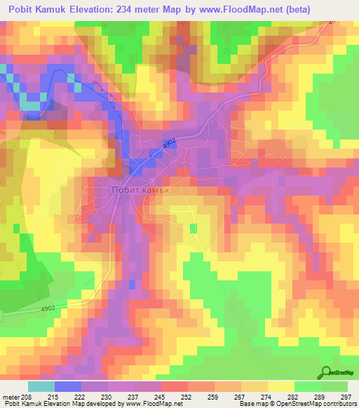 Pobit Kamuk,Bulgaria Elevation Map