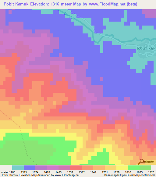 Pobit Kamuk,Bulgaria Elevation Map