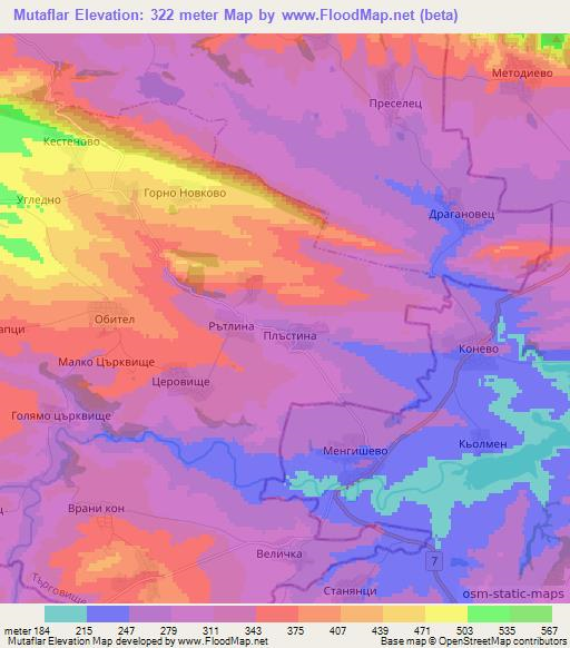 Mutaflar,Bulgaria Elevation Map