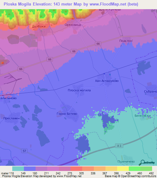 Ploska Mogila,Bulgaria Elevation Map