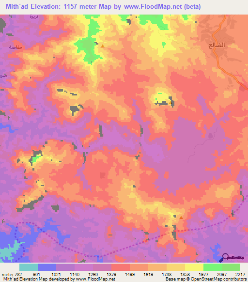 Mith`ad,Yemen Elevation Map