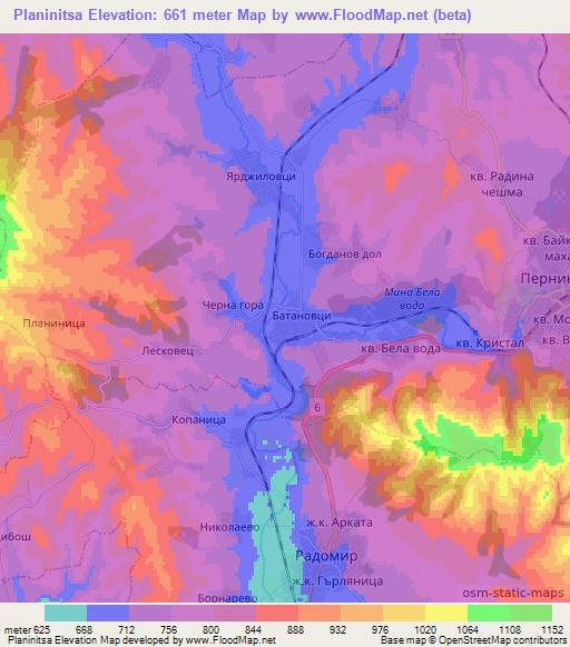 Planinitsa,Bulgaria Elevation Map