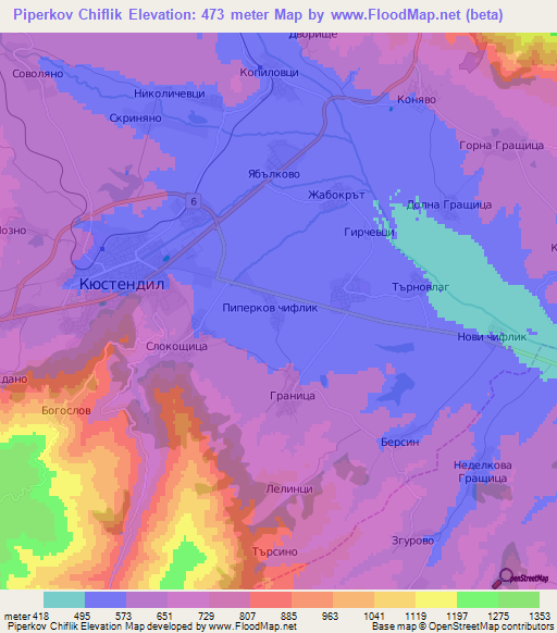 Piperkov Chiflik,Bulgaria Elevation Map