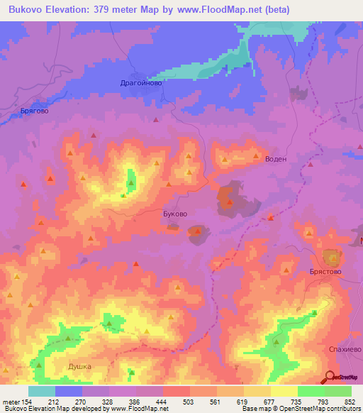 Bukovo,Bulgaria Elevation Map