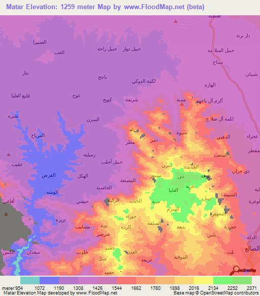 Matar,Yemen Elevation Map