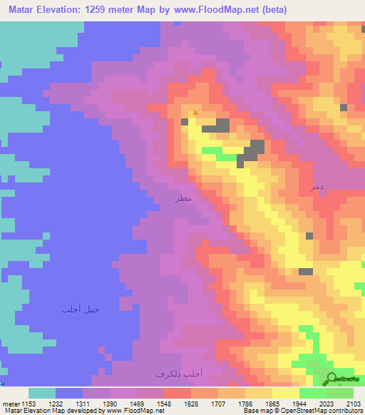 Matar,Yemen Elevation Map