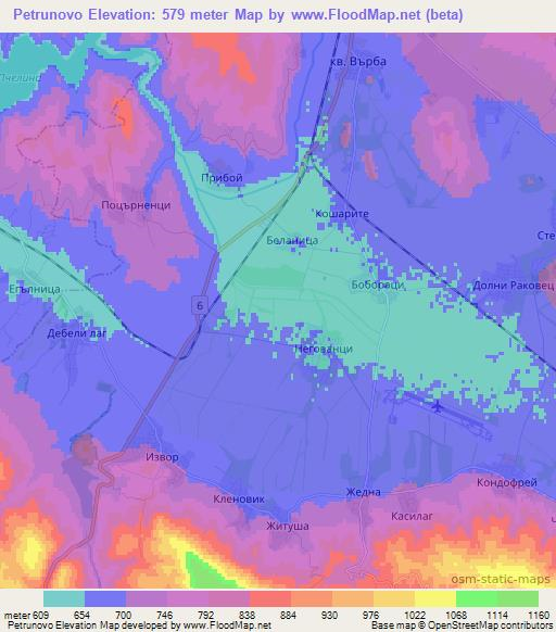 Petrunovo,Bulgaria Elevation Map