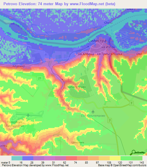 Petrovo,Bulgaria Elevation Map